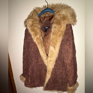 Taunt Brown Teddy Jacket with Faux Fur Trim